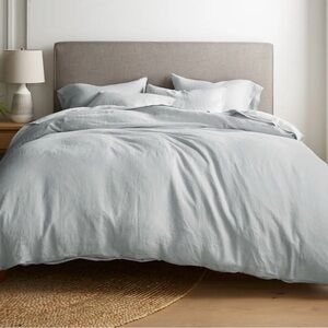 Chunky thick chunky 100% linen sky blue California king duvet cover
